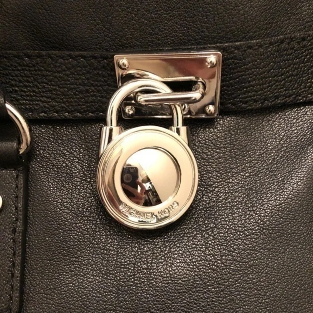 Michael kors black leather large Hamilton tote bag